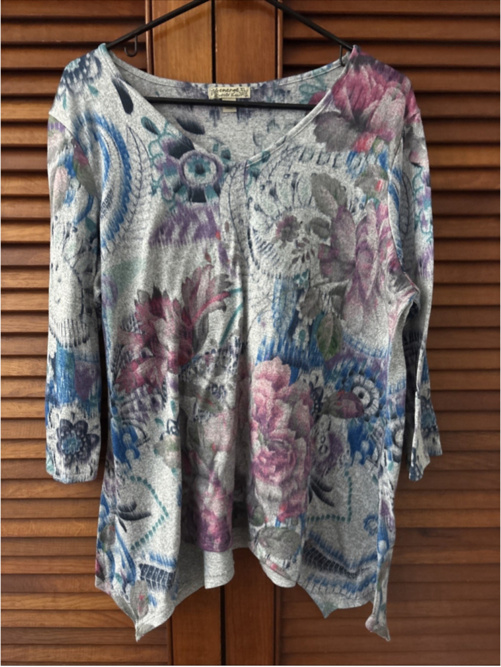 Energe World Wear Top Floral Blouse Casual Shirt Size XL